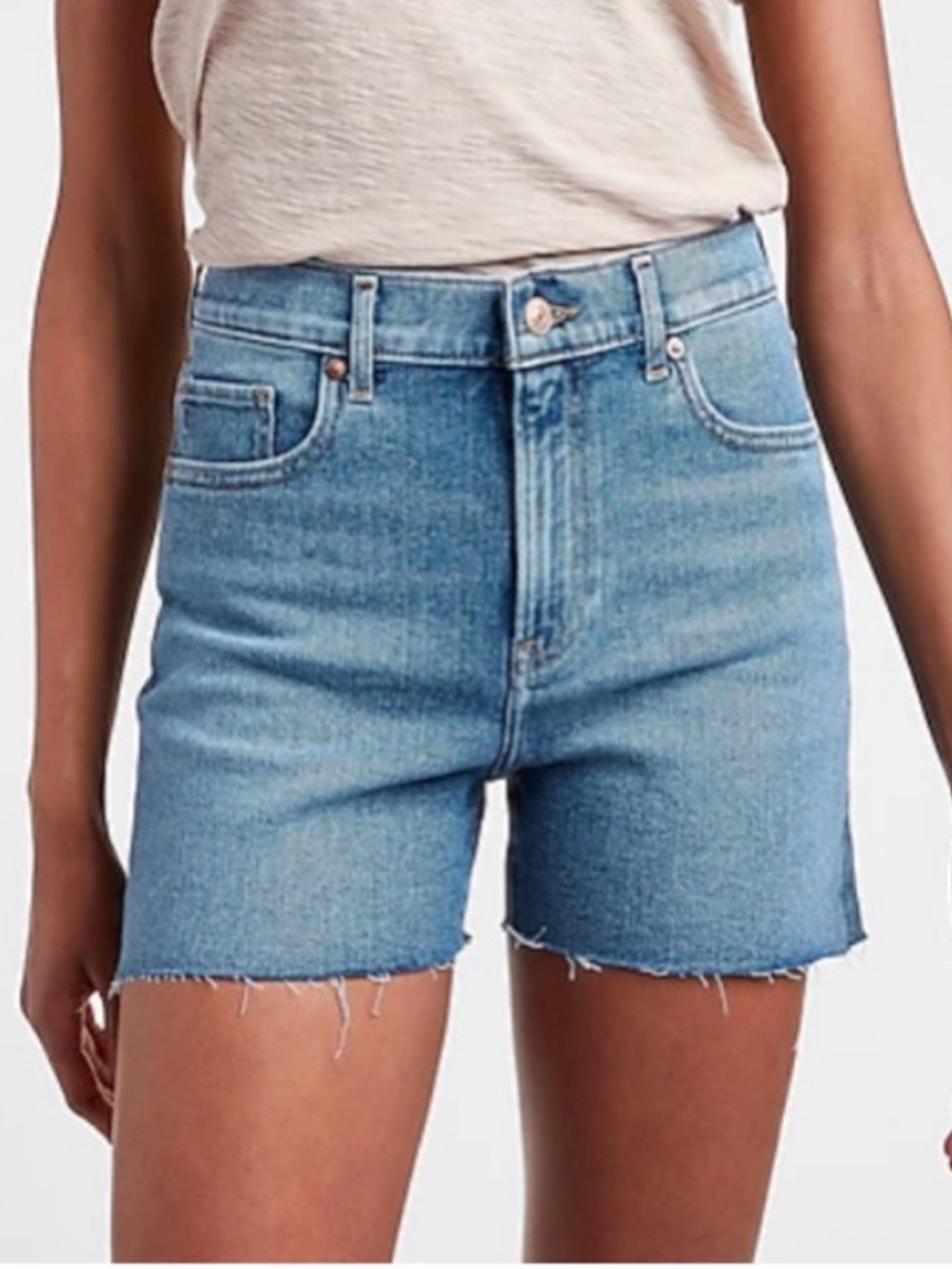 Express Mid Wash Blue Denim Jean Shorts